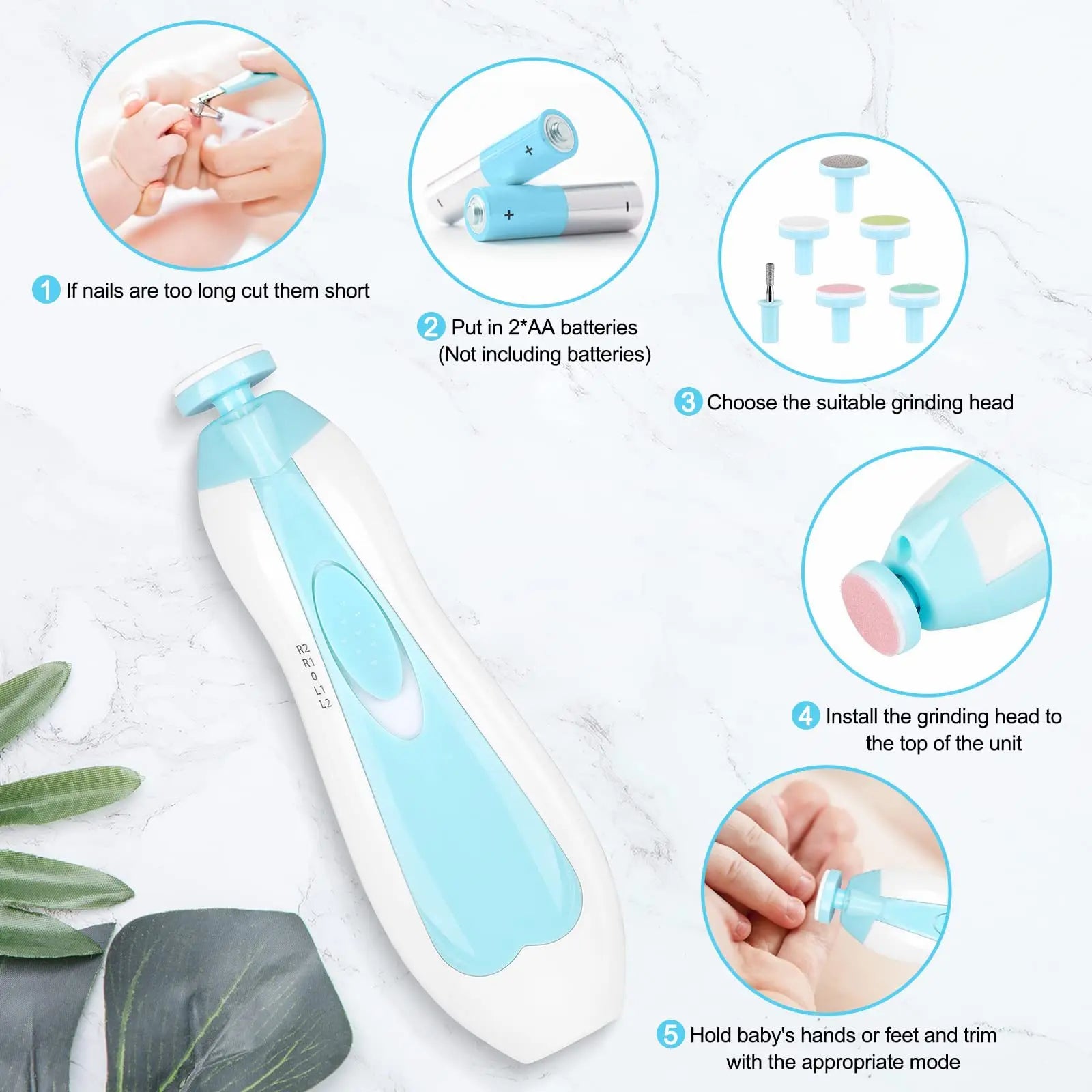 Quiet electric nail file kit for babies, precise and safe infant grooming, essential for newborn care