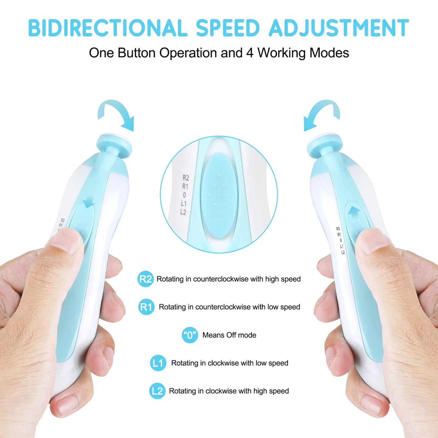 White baby electric nail trimmer, a quiet and safe grooming tool for infants and toddlers, parent peace of mind