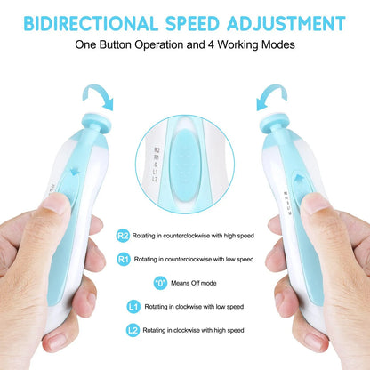 White baby electric nail trimmer, a quiet and safe grooming tool for infants and toddlers, parent peace of mind