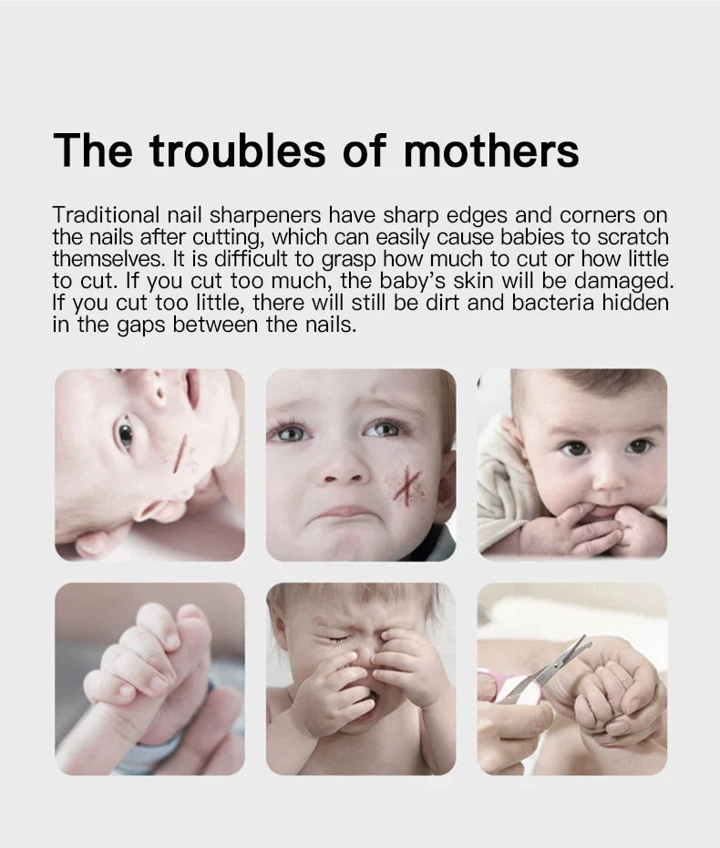 Electric baby nail trimmer with multiple filing heads for all ages