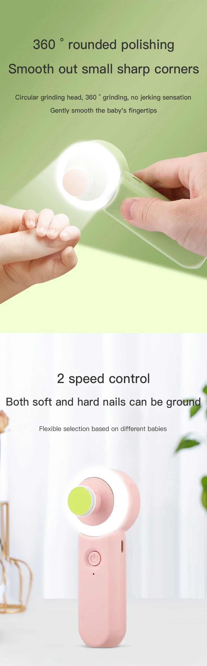 Rechargeable baby electric nail clipper, quiet operation for peace of mind