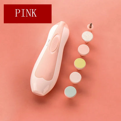 White and blue Electric Baby Nail Trimmer, a quiet and efficient tool for baby's delicate nails.