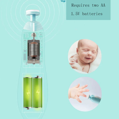 Baby Electric Nail Trimmer held by an adult hand, demonstrating its ergonomic design for secure holding.