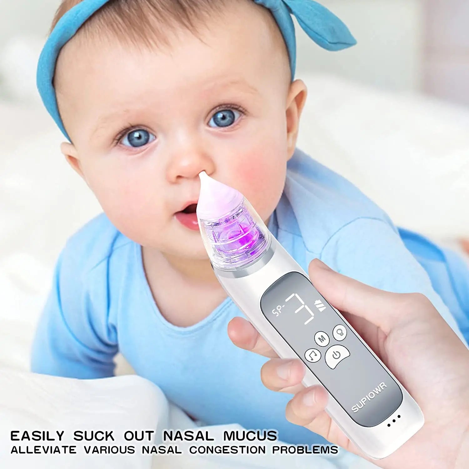 Portable Baby Electric Nasal Aspirator, compact design for on-the-go baby congestion relief