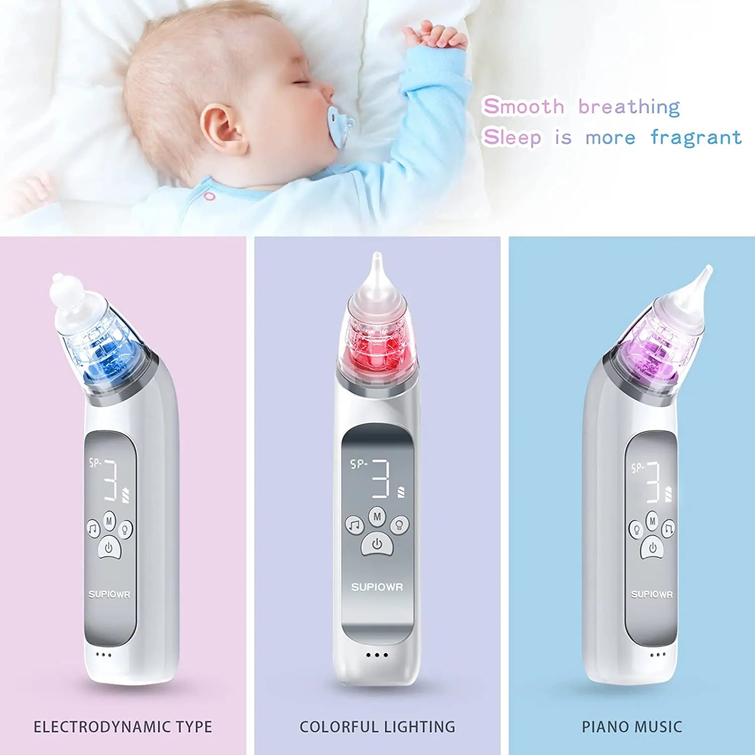 Close-up of gentle tip on Baby Electric Nasal Aspirator for effective newborn congestion clearing