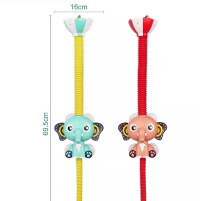Children's bath elephant toy providing a gentle spray and engaging water play experience