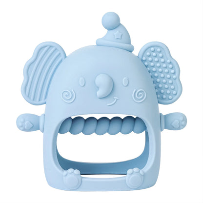 High-quality silicone elephant teether for babies, designed for gum pain relief and easy grasping.