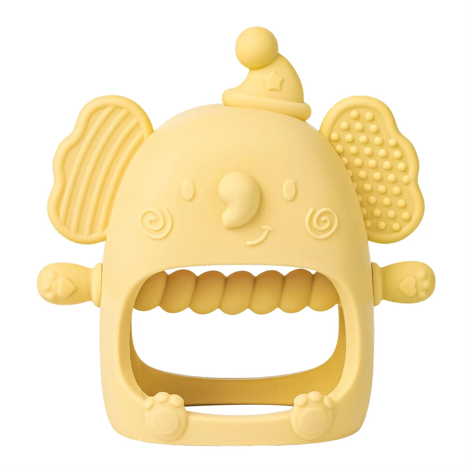 Infant care essential: flexible elephant silicone teether, soothing sore gums effectively.