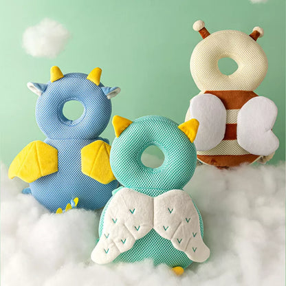 Soft baby fall cushion, adjustable straps, designed for head and back protection while crawling