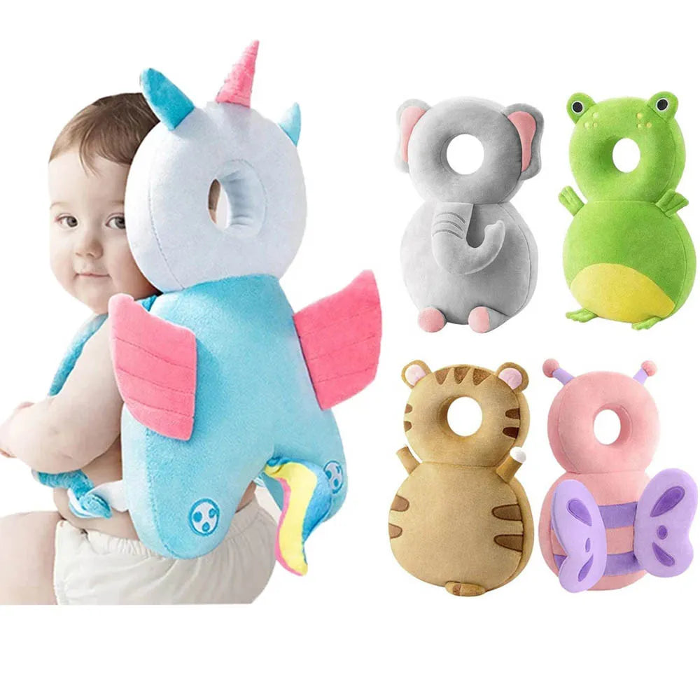 Baby fall protection headrest backpack with adorable fox design, providing crucial neck support.