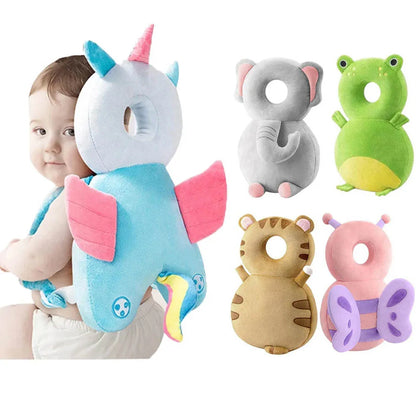Baby fall protection headrest backpack with adorable fox design, providing crucial neck support.