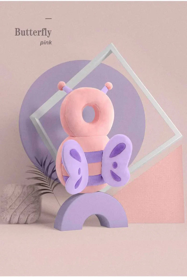 Baby fall protection headrest backpack, cartoon character, essential for early development safety.