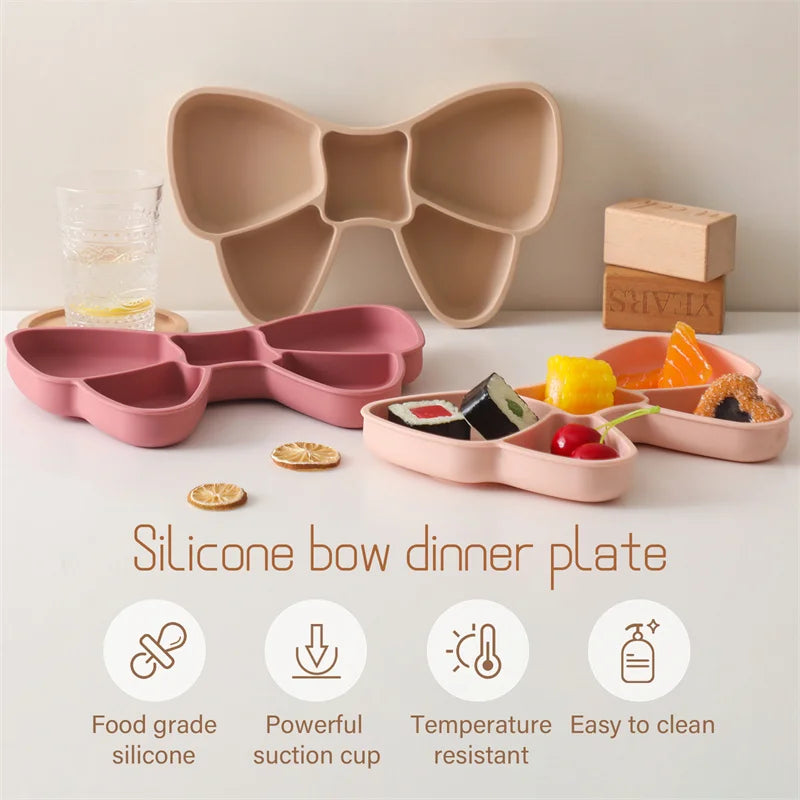 Complete baby shower gift: durable silicone feeding bowl & child-safe stainless steel cutlery for infants.