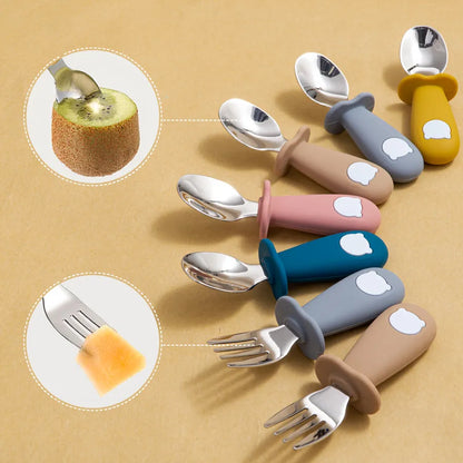 Close-up of flexible silicone baby spoon, ergonomic, ideal for infant and toddler mealtime