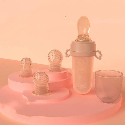 Complete baby feeding solution: soft spoon and graduated dropper for accuracy