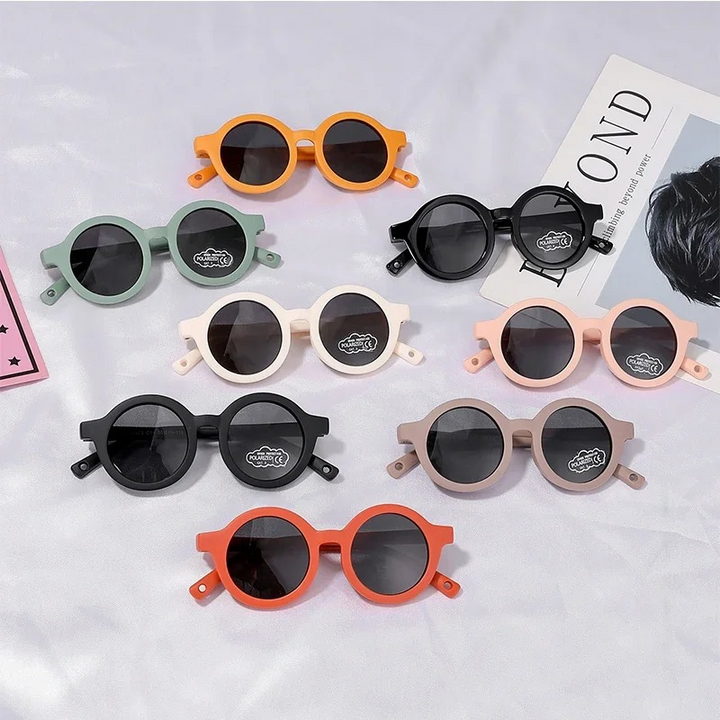 Baby flexible polarized silicone sunglasses in matte black, perfect for sun protection.