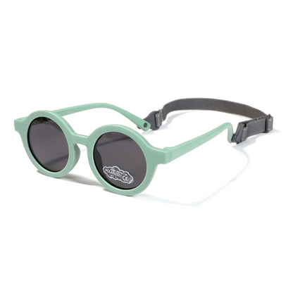 Pink polarized silicone infant sunglasses, soft and durable for little ones.