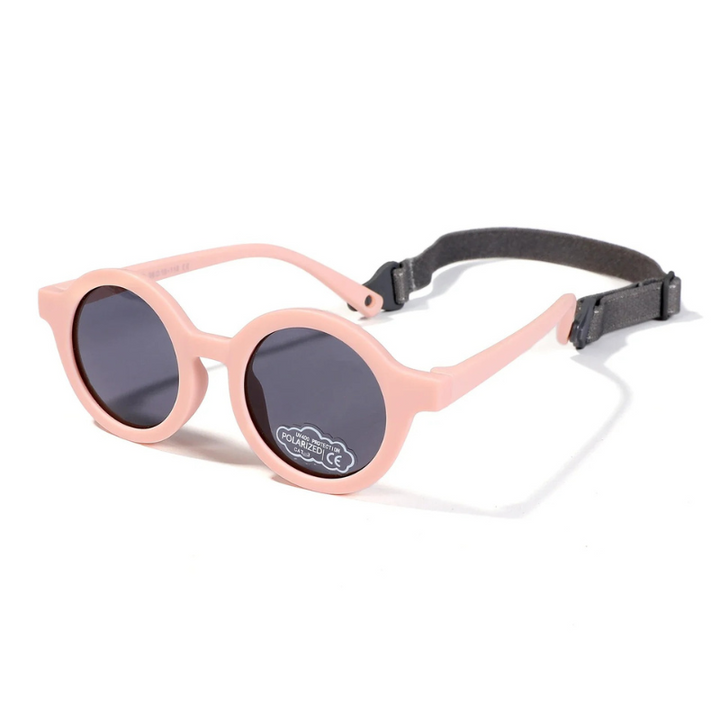 Beige baby flexible polarized silicone sunglasses, essential kids eyewear.