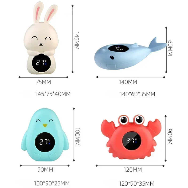Water temperature monitor, a floating LED digital bath thermometer for baby safety.