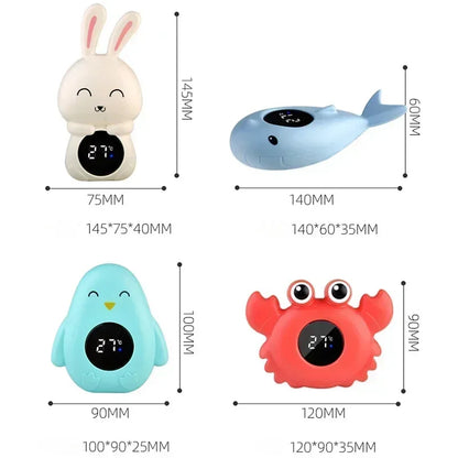 Water temperature monitor, a floating LED digital bath thermometer for baby safety.