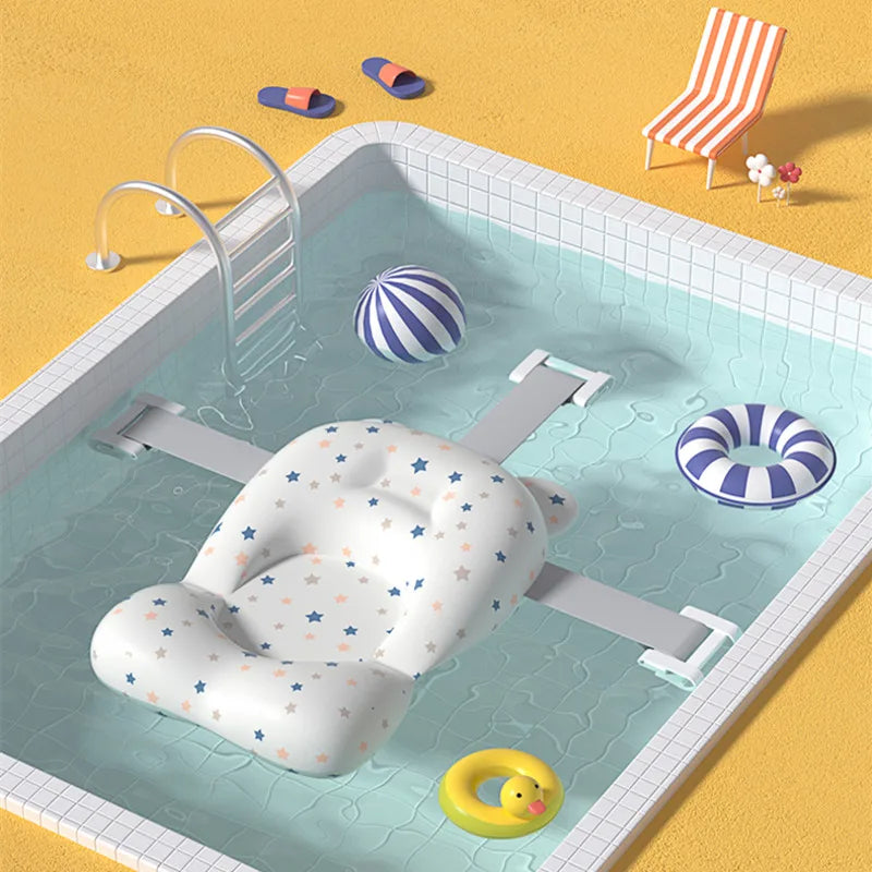 Comfort mat for infant bathing, foam insert with breathable mesh, star design