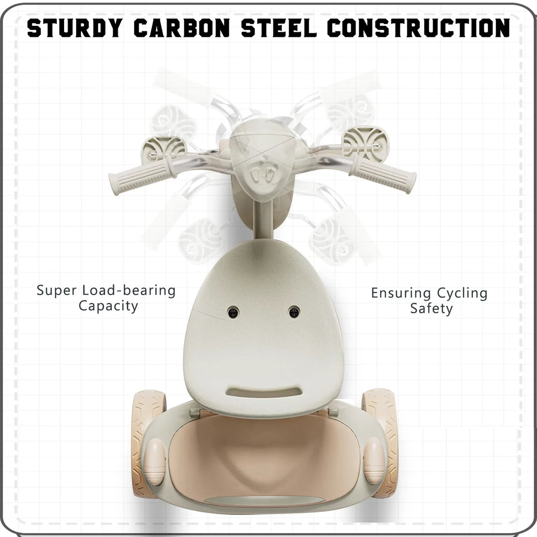 Toddler ride-on trike with shock-absorbing PU wheels & adjustable seat for safe, comfortable outdoor adventures.