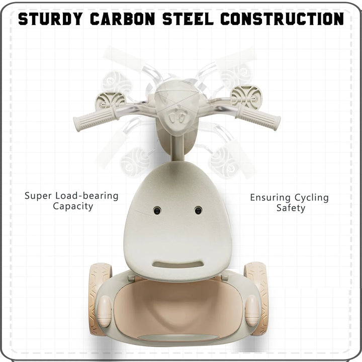 Toddler ride-on trike with shock-absorbing PU wheels & adjustable seat for safe, comfortable outdoor adventures.