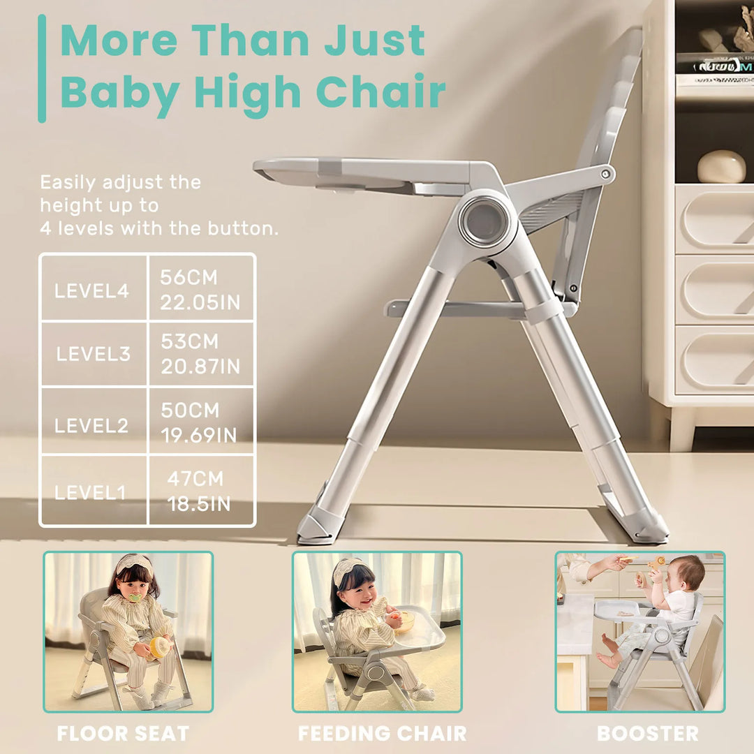 Adjustable Baby Folding Booster Seat High Chair, portable feeding chair for baby mealtime