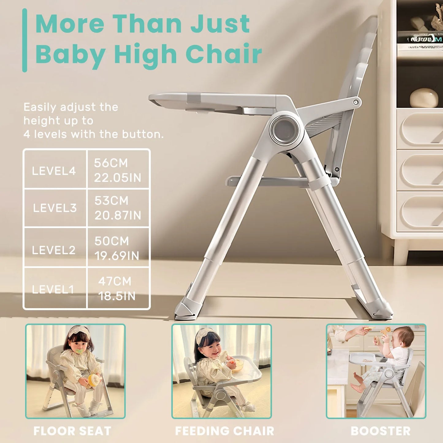 Adjustable Baby Folding Booster Seat High Chair, portable feeding chair for baby mealtime