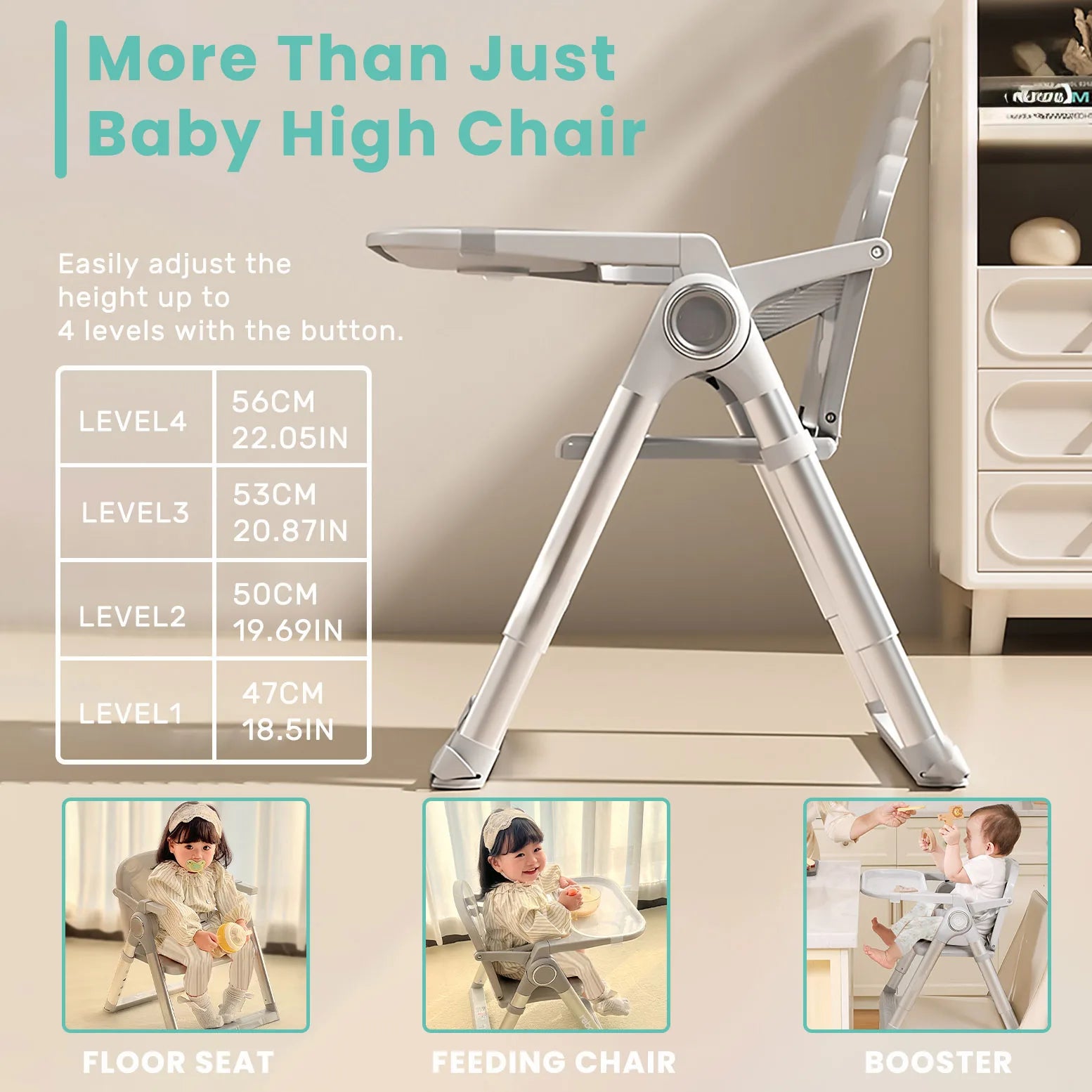 Adjustable Baby Folding Booster Seat High Chair, portable feeding chair for baby mealtime