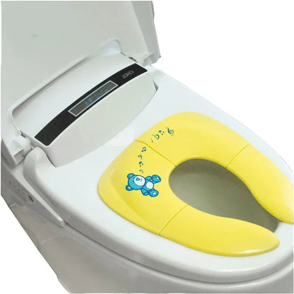 Kids' adaptable potty seat with splash guard, portable folding design for hygienic training