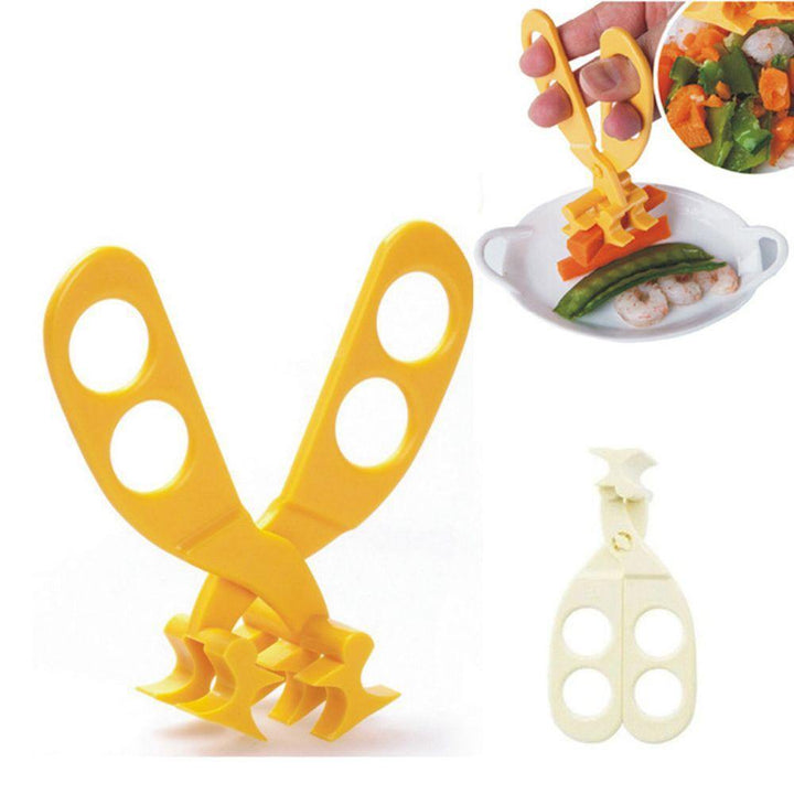 Close-up of hygienic baby food scissors, sharp blades for safe infant meals