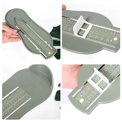 Close-up of baby foot gauge, showing measurement markings for toddler shoes