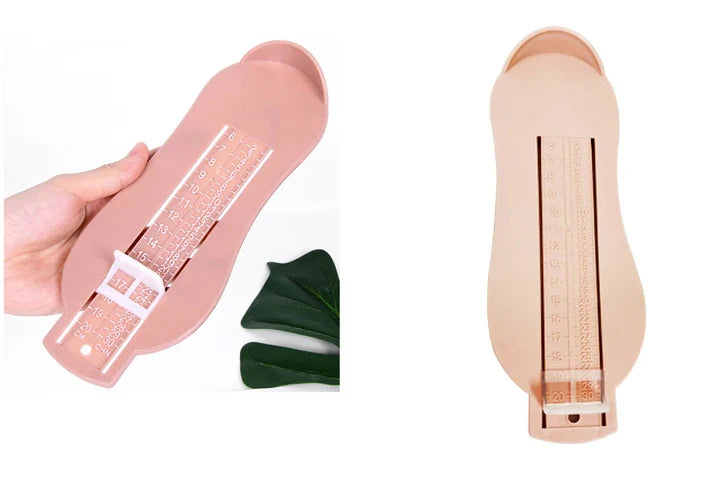 Detailed view of a baby foot gauge's scale, ensuring correct toddler shoe fit