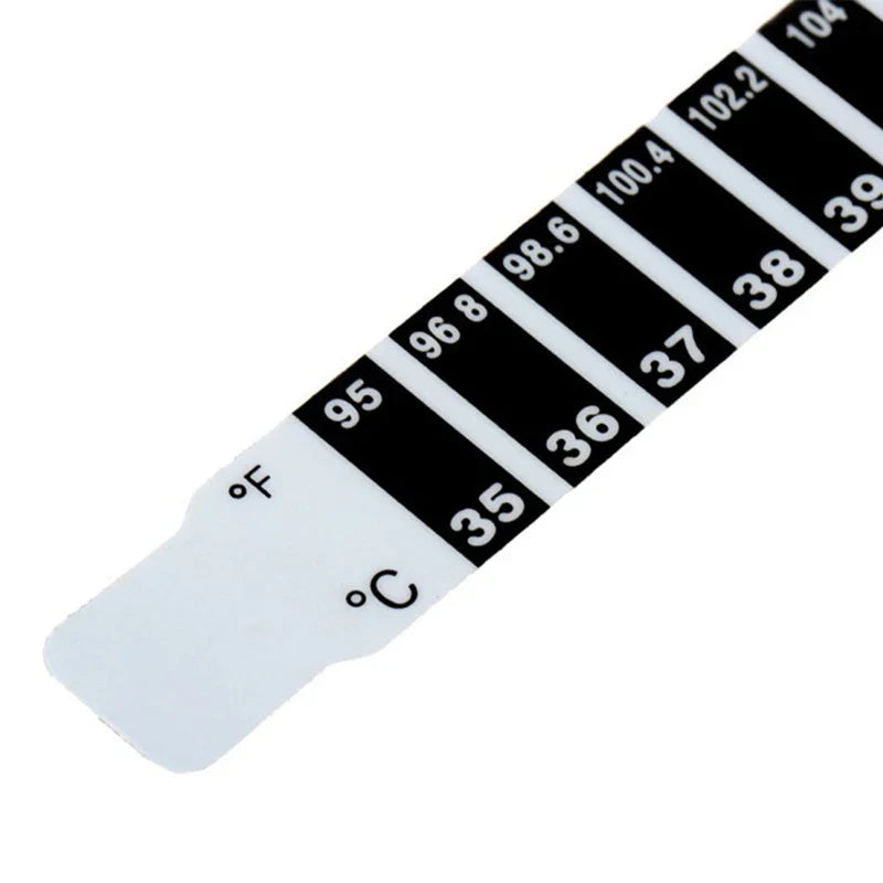 Baby forehead temperature strips in a clean, hygienic packaging for safe use