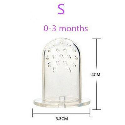Set of baby fruit feeder pacifiers in various colors, promoting healthy eating habits and teething relief.