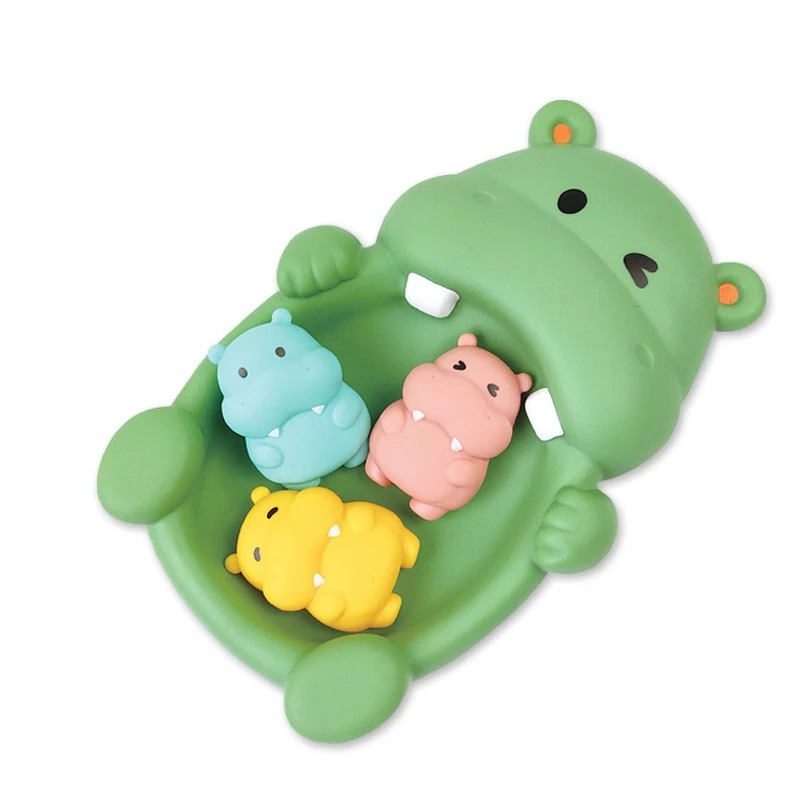 Set of baby animal bath toys, silicone material, perfect for teething, sensory & motor skills