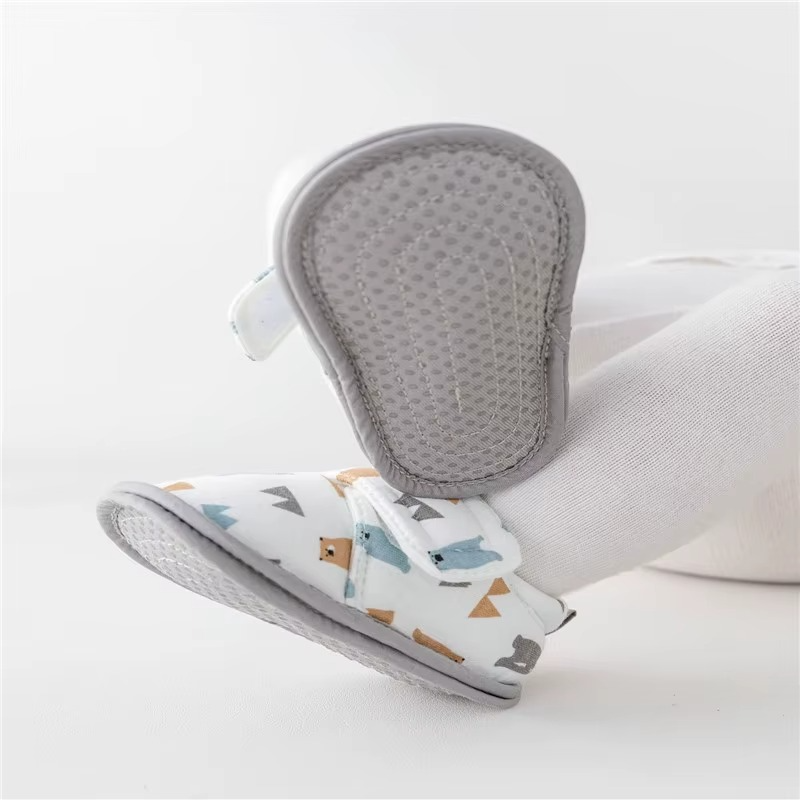 Baby giraffe print first walking shoes with non-slip, soft sole for early walkers
