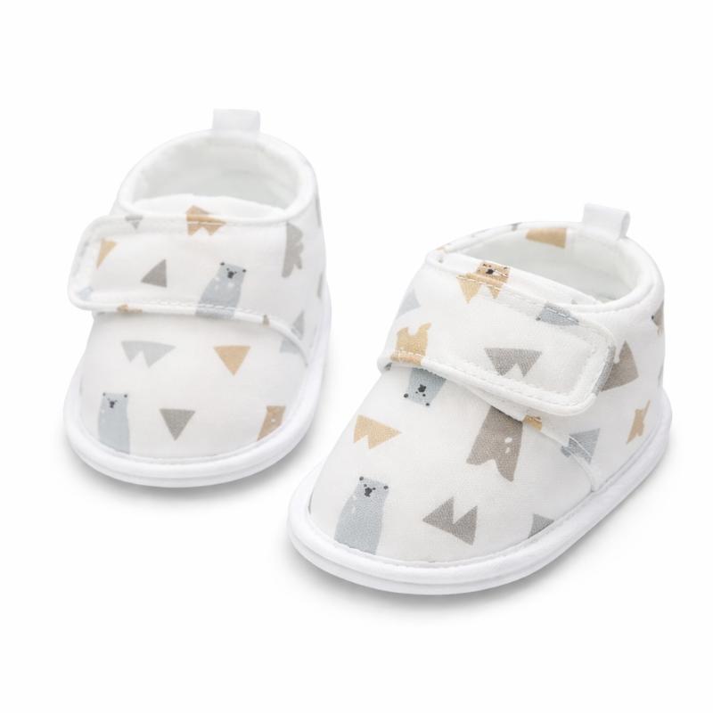 Cute zebra print baby shoes with flexible, non-slip sole for safe walking