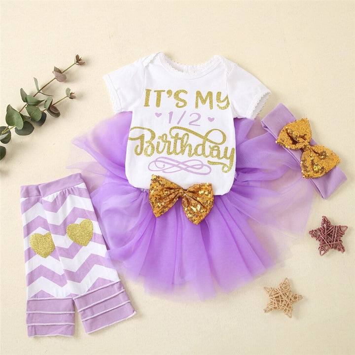 Complete baby girl first birthday outfit including romper, soft pink tutu & stretch leggings