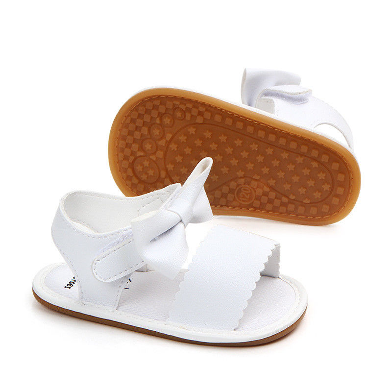 Infant fashion: Pink baby girl sandals, soft anti-slip sole, designed for first walkers with bow