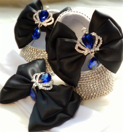 Sweet baby girl soft sole first walker shoes adorned with bowknot and beads, ideal for gifting