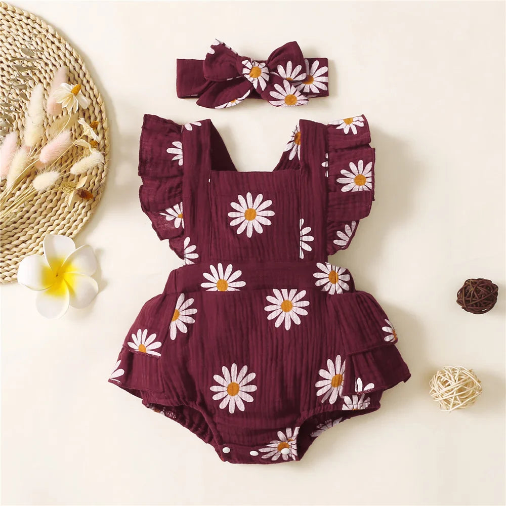 Baby girl fashion: floral ruffle romper, comfortable summer style