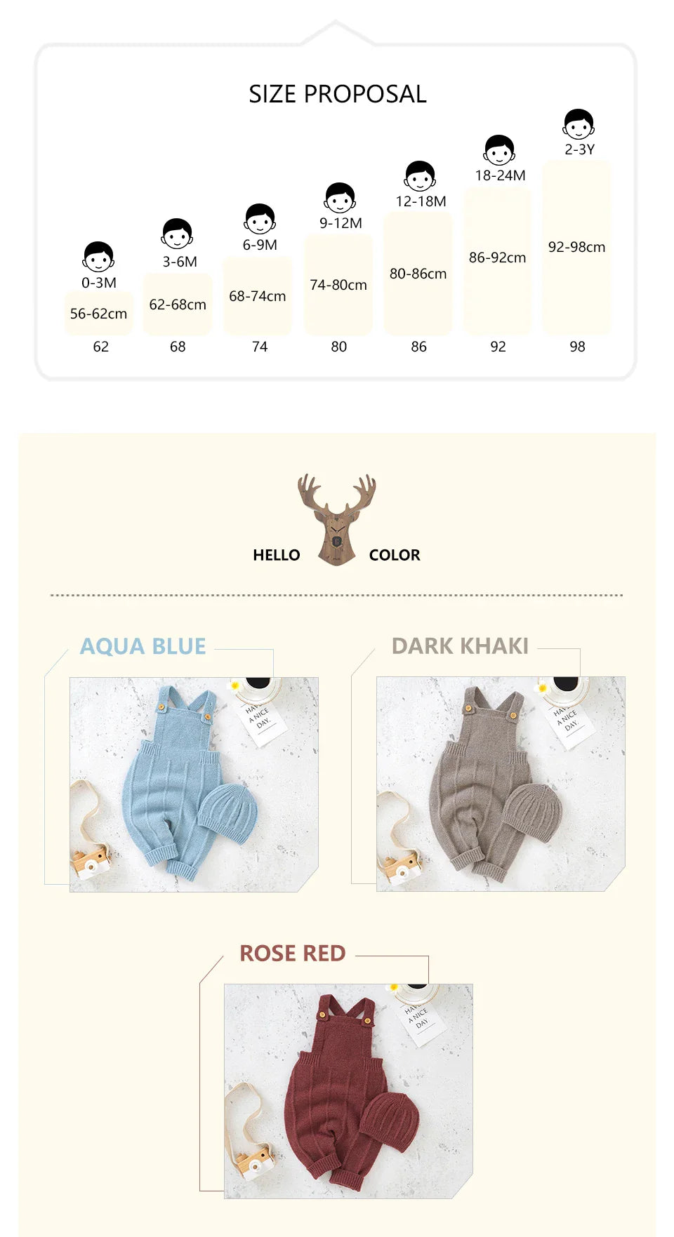 Delicate buttons on the shoulder of a baby girl's knitted sleeveless romper and hat set