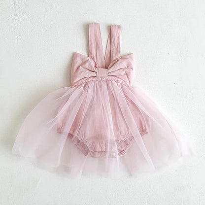 Pink soft cotton baby romper dress with short sleeves, ideal summer outfit for girls