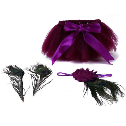 Charming pink layered tulle tutu skirt and matching headband, a cute baby clothes ensemble.