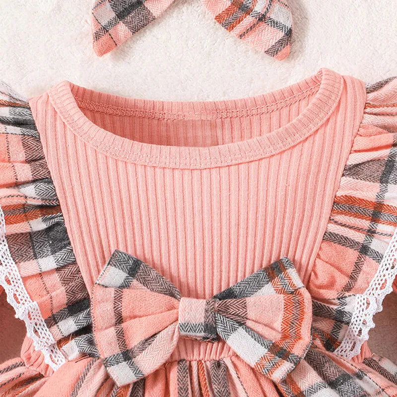 Baby girl fashion: adorable plaid princess dress with a full, flowing skirt, soft fabric