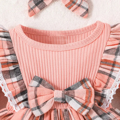 Baby girl fashion: adorable plaid princess dress with a full, flowing skirt, soft fabric