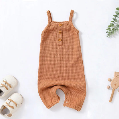 Group of assorted colored baby girl sleeveless cotton rompers, summer baby wear, variety pack