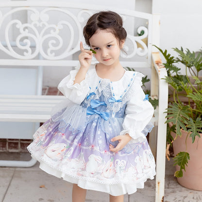 Toddler girl's long sleeve white lace ruffle dress, ideal for special occasions & fall wear
